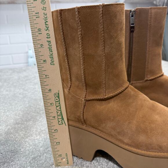 UGG NWOT Classic Twin Seam New Heights Boots Platform Suede Chestnut Womens 10 - Picture 11 of 15